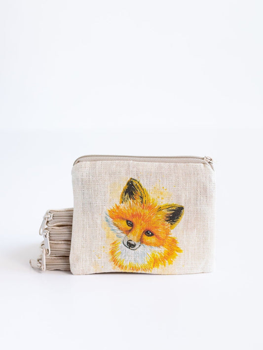 FOX zip purse, Small zip purse, small coin purse, sewing notions pouch, knitting pouch