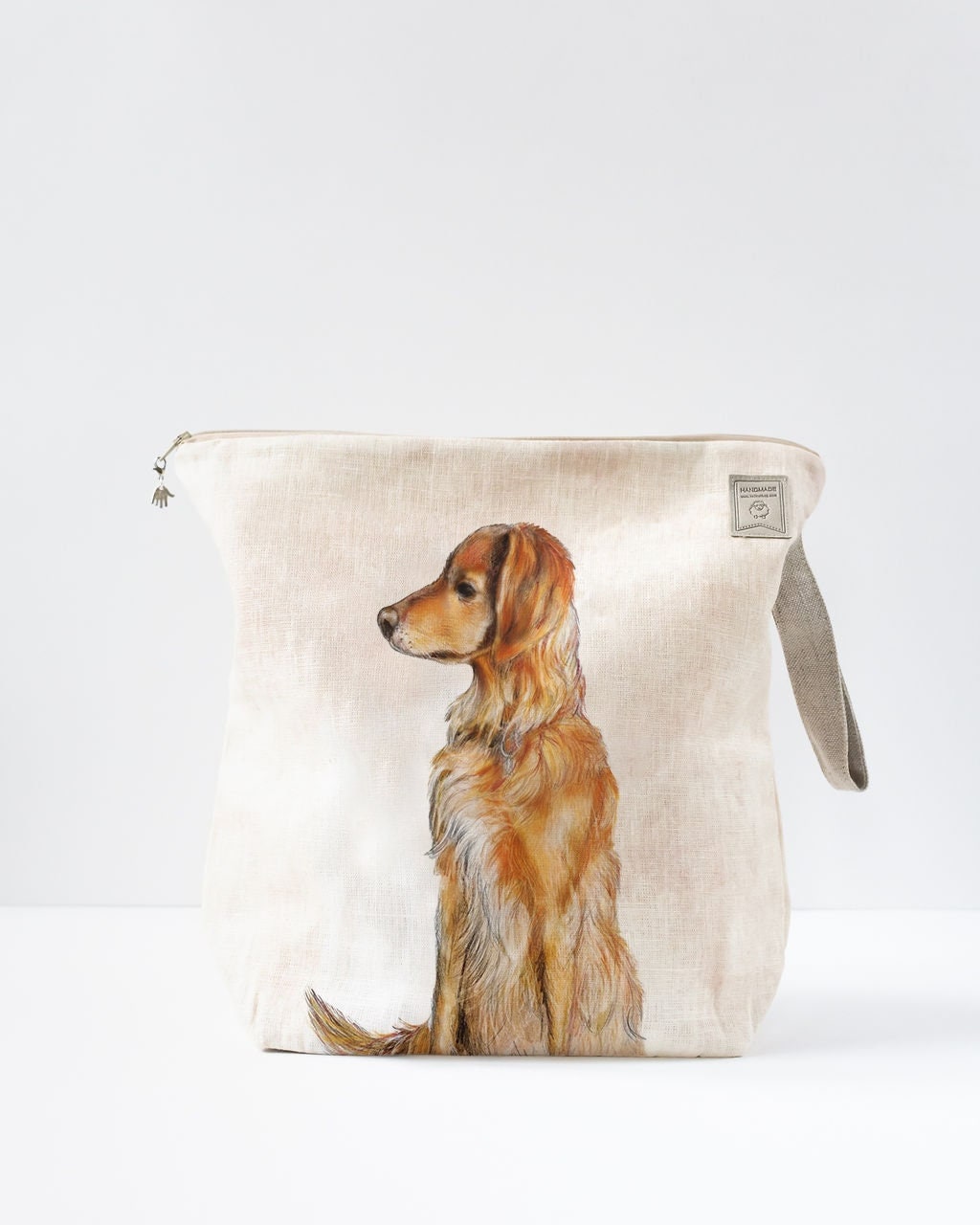 Project Bag with zipper with Dog print.