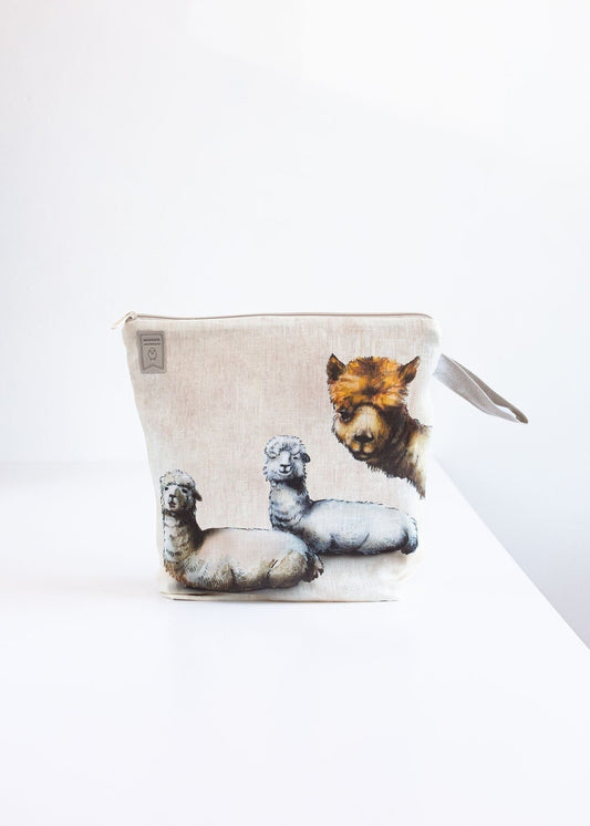 Project Bag with zipper. Alpaca print.