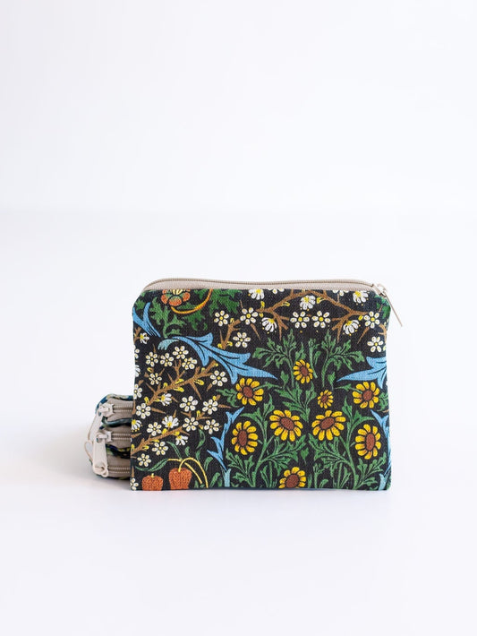 Small zip purse, small coin purse, sewing notions pouch, pouch, William Morris Blackthorn print