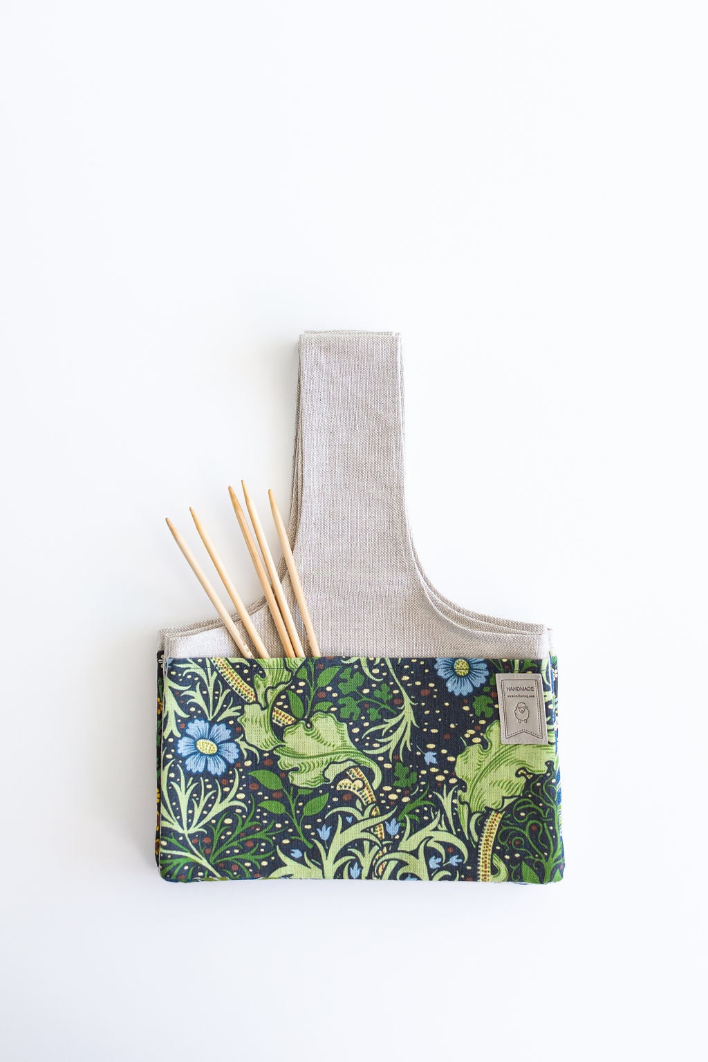 Knitting Project Bag with William Morris Seaweed print. Sizes Large and small.