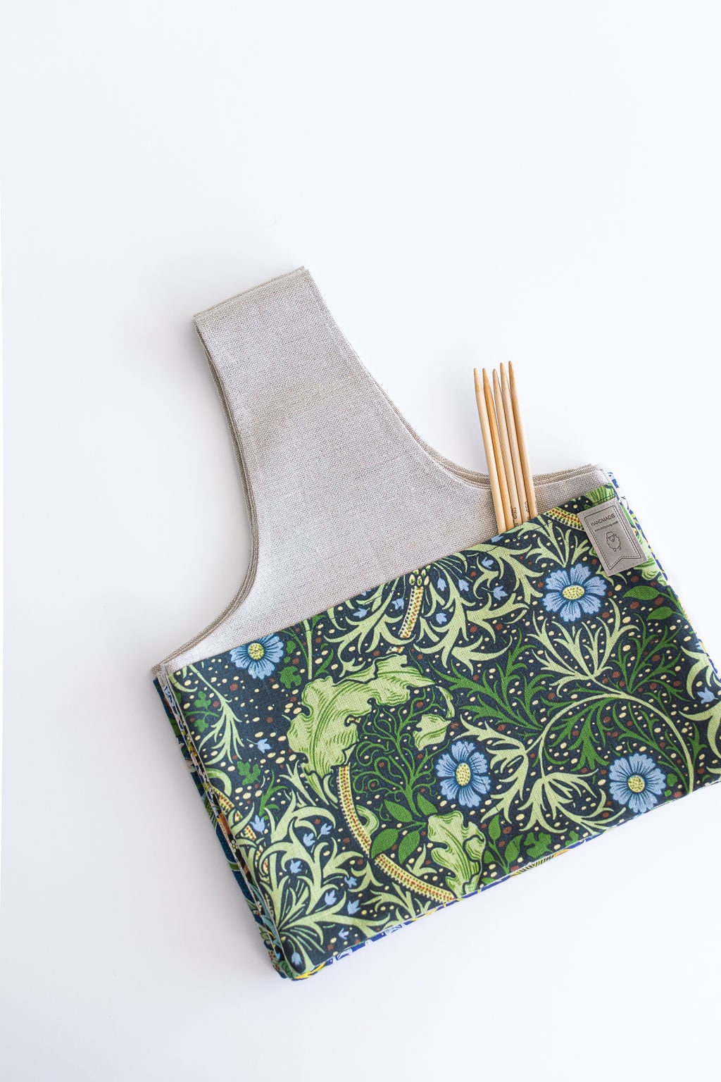 Knitting Project Bag with William Morris Seaweed print. Sizes Large and small.