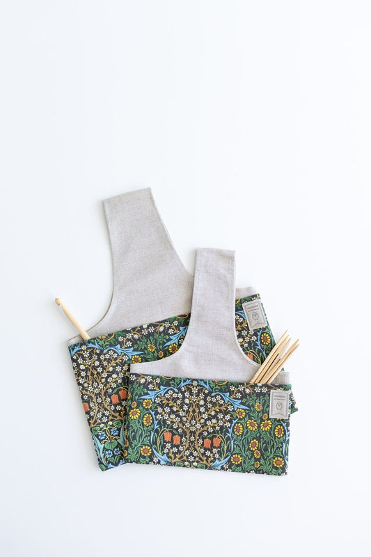 Knitting Project Bag with William Morris Blackthorn print. Sizes Large and small.