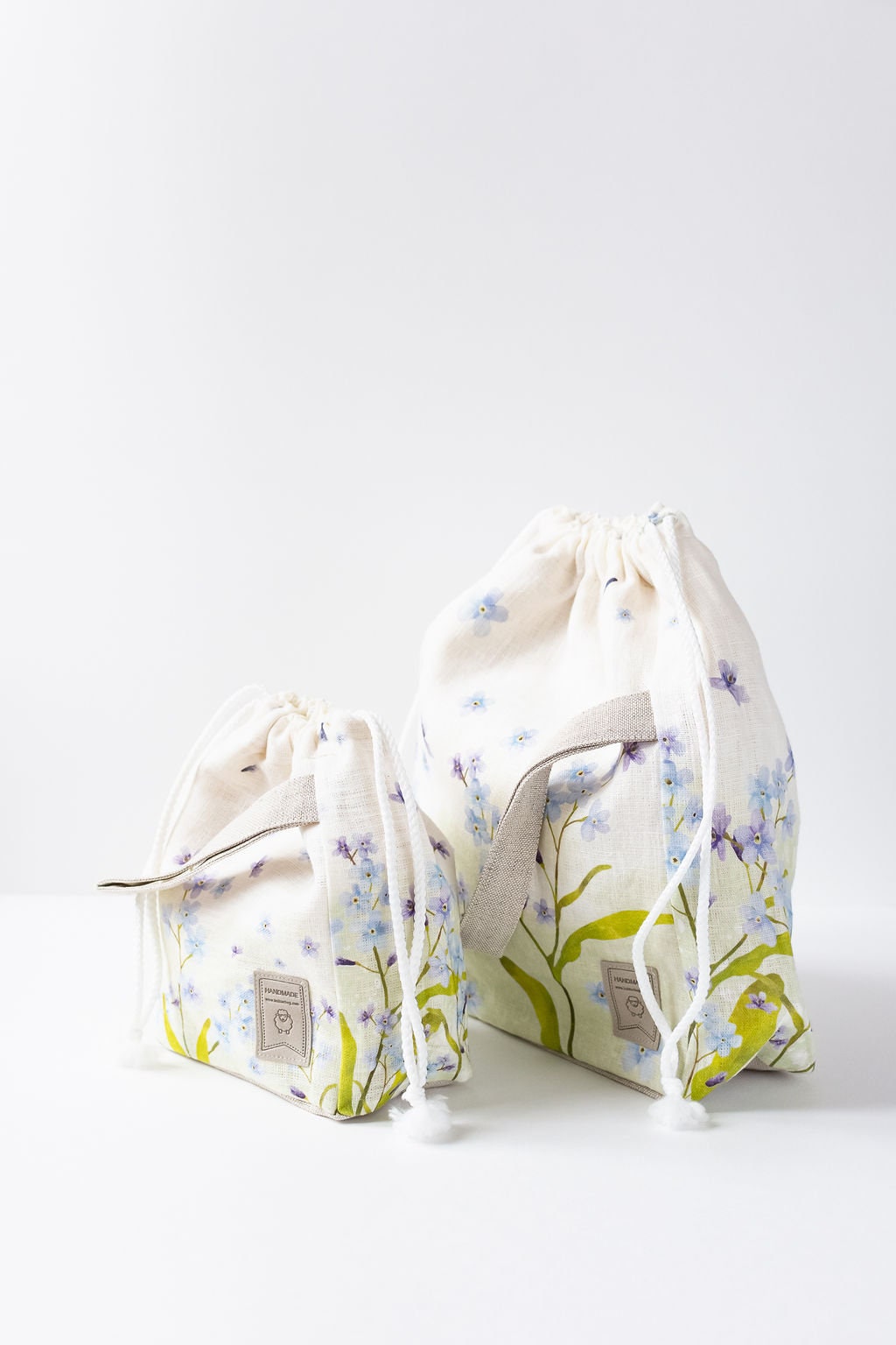 Not Forgotten Flowers print Small project bag. Special KnitterBag design. Summer Flowers collection