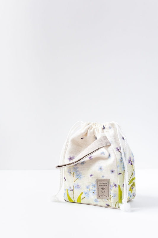 Not Forgotten Flowers print Small project bag. Special KnitterBag design. Summer Flowers collection
