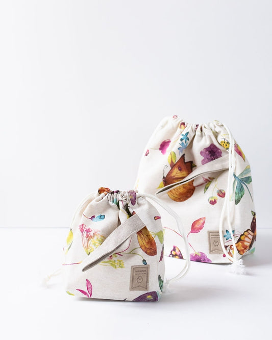 Project bags with butterfly print - Set of 2 Knitter Project Bags Sizes Large and Small.