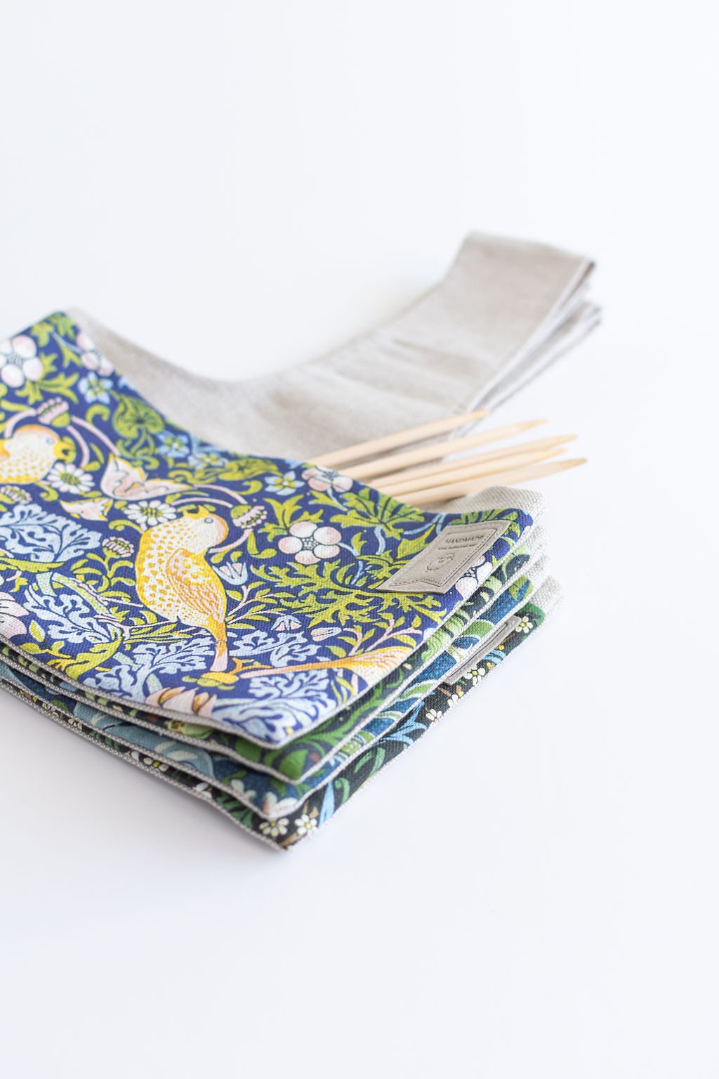 Knitting Project Bag with William Morris Strawberry Thief print. Sizes Large and small.