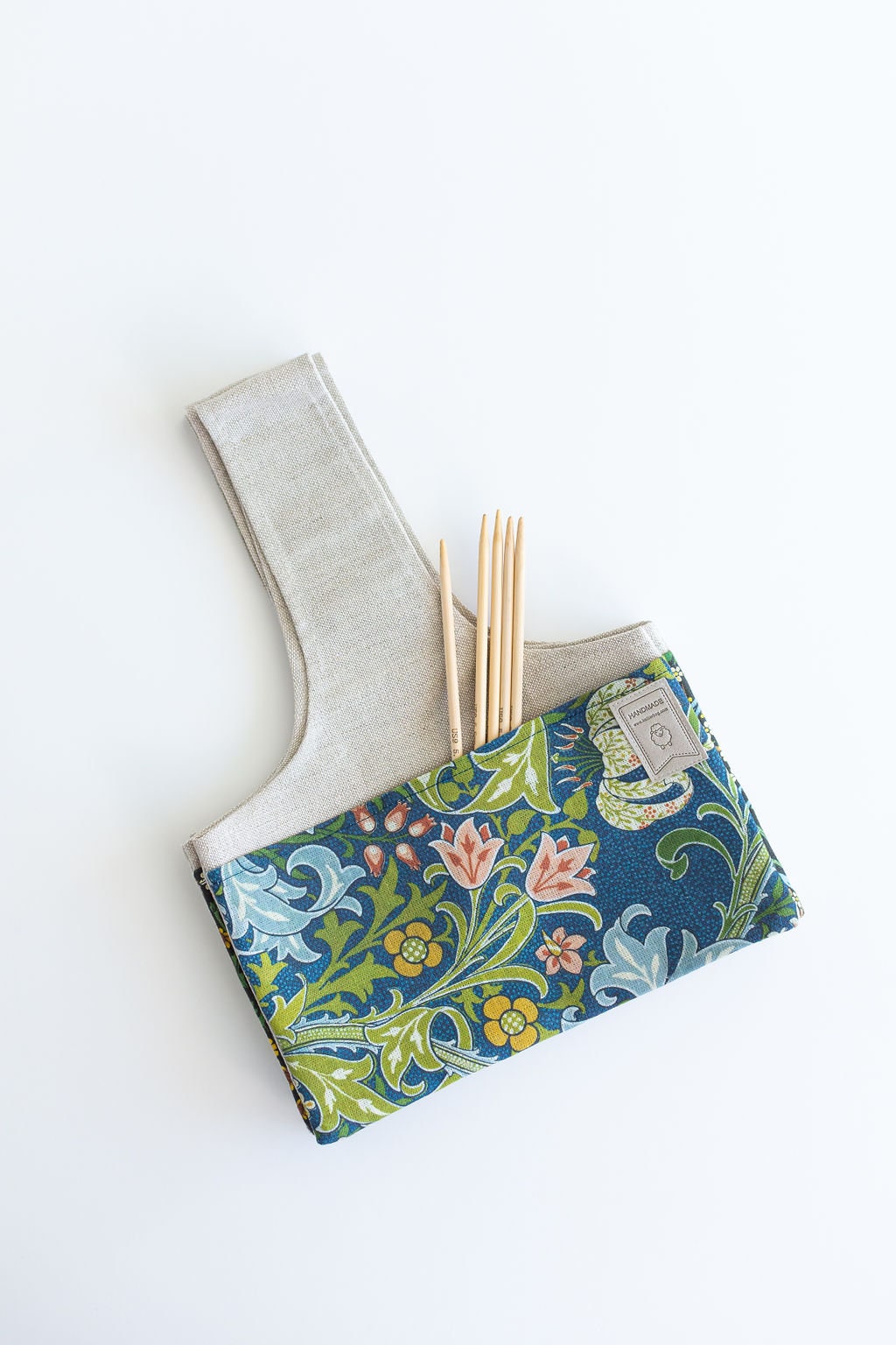 Knitting Project Bag with William Morris Golden Lily print. Sizes Large and small.