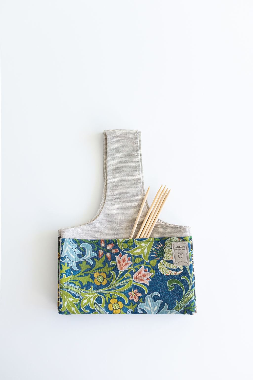 Knitting Project Bag with William Morris Golden Lily print. Sizes Large and small.