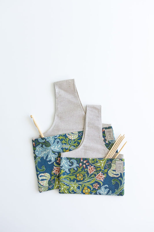Knitting Project Bag with William Morris Golden Lily print. Sizes Large and small.