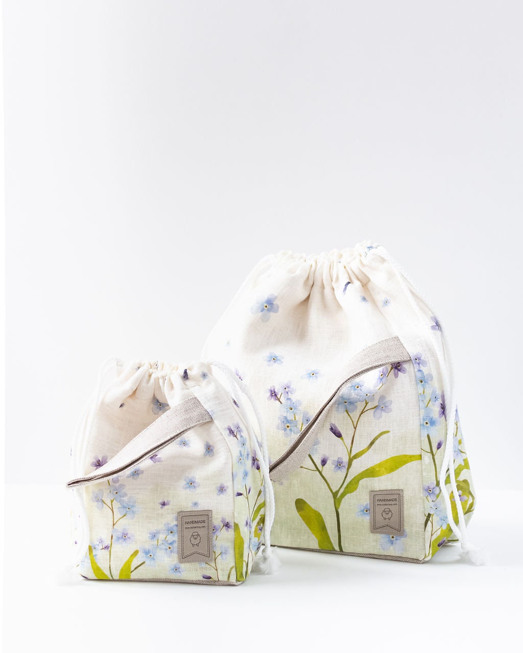 Not Forgotten Flowers print Small project bag. Special KnitterBag design. Summer Flowers collection