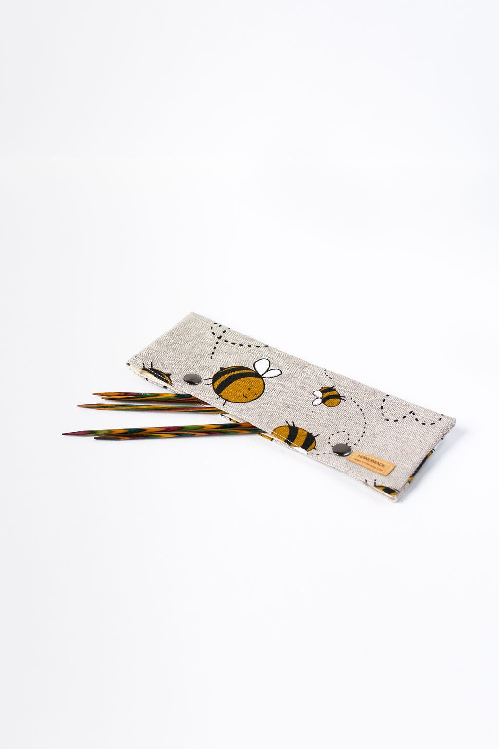 Needle bag, Needle play bag, needle holder, DPN holder, needle play garage, needlecase, needlecosy, 8,8 inches / 22 cm  Bee pattern