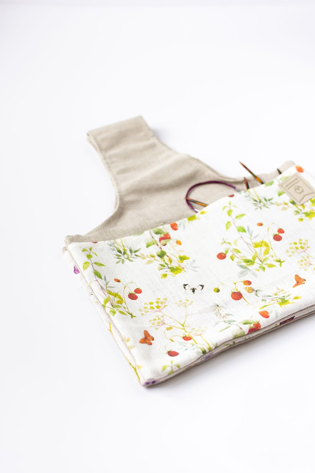 Wrist Project Bag with strawberry print