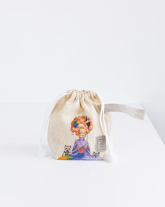 Small Project Bag with Knitter print