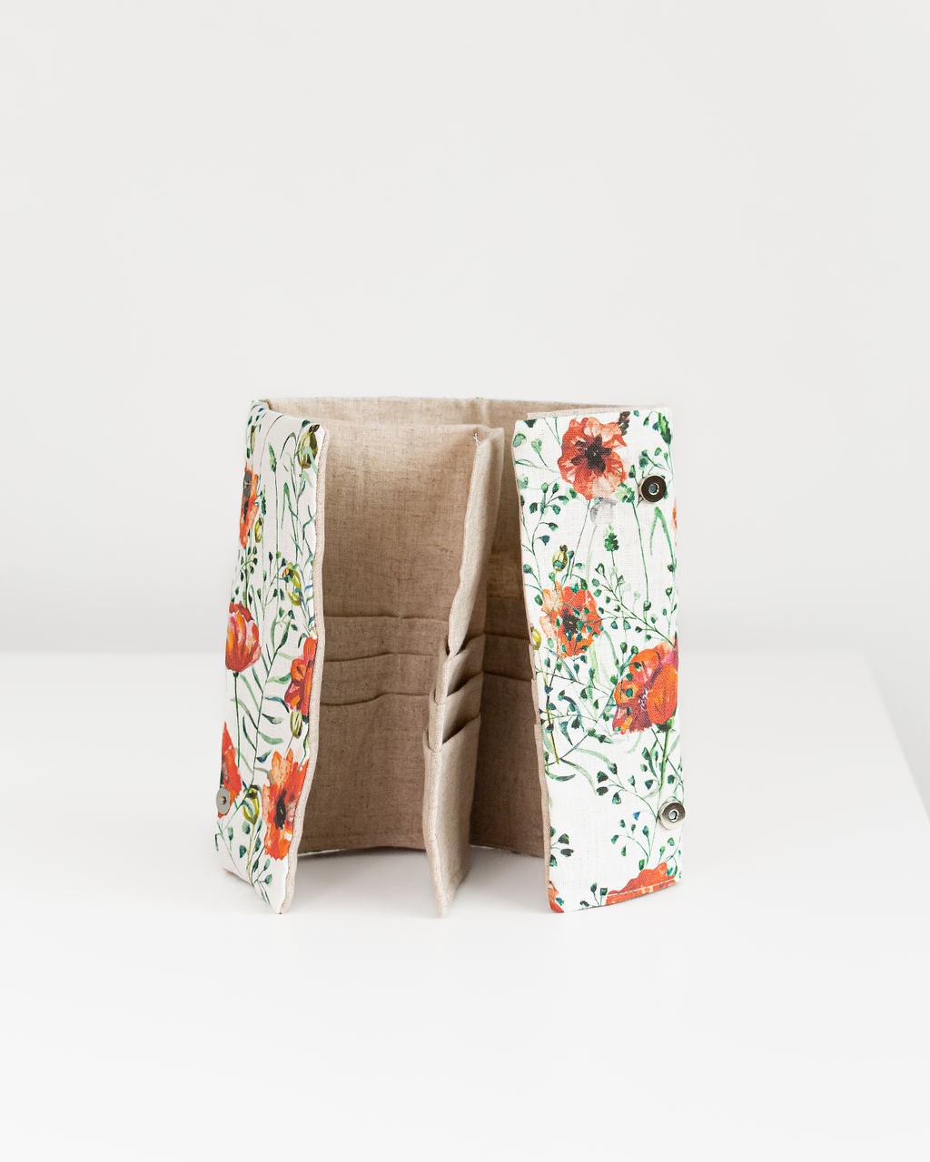 Poppy flowers print Needle, Crochet, Hooks Case with  21 pockets for circle needles & 24 for socks needles.