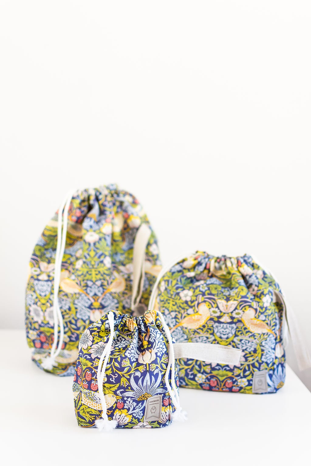 William Morris Strawberry Thief print XL size Knitting Project Bag.