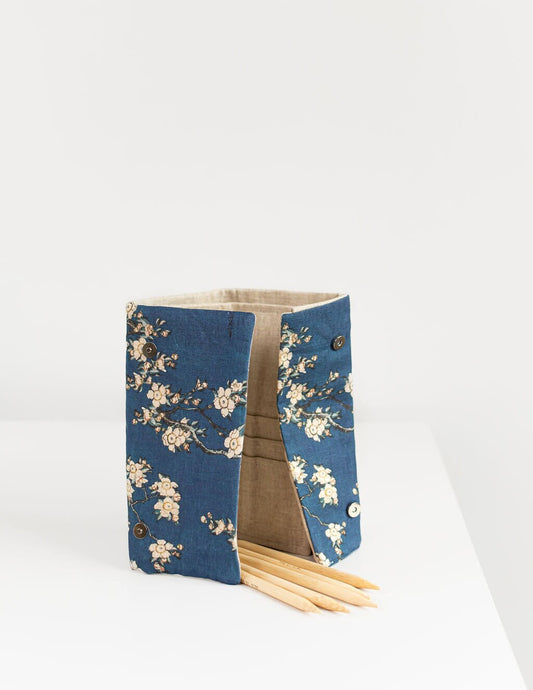Needles, Crochets, Hooks Case with Weeping Cherry by Katsushika Hokusai print.  Inside 21pockets-circle &24socks needles. unique needle case