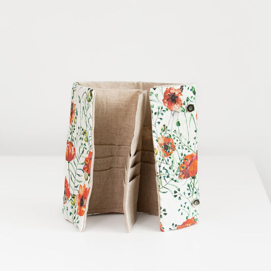 Poppy flowers print Needle, Crochet, Hooks Case with  21 pockets for circle needles & 24 for socks needles.