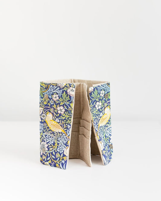 William Morris Strawberry Thief print Stylish Case for Crochet Hooks - 21 Pockets for Circular Needles & 24 for Socks Needles