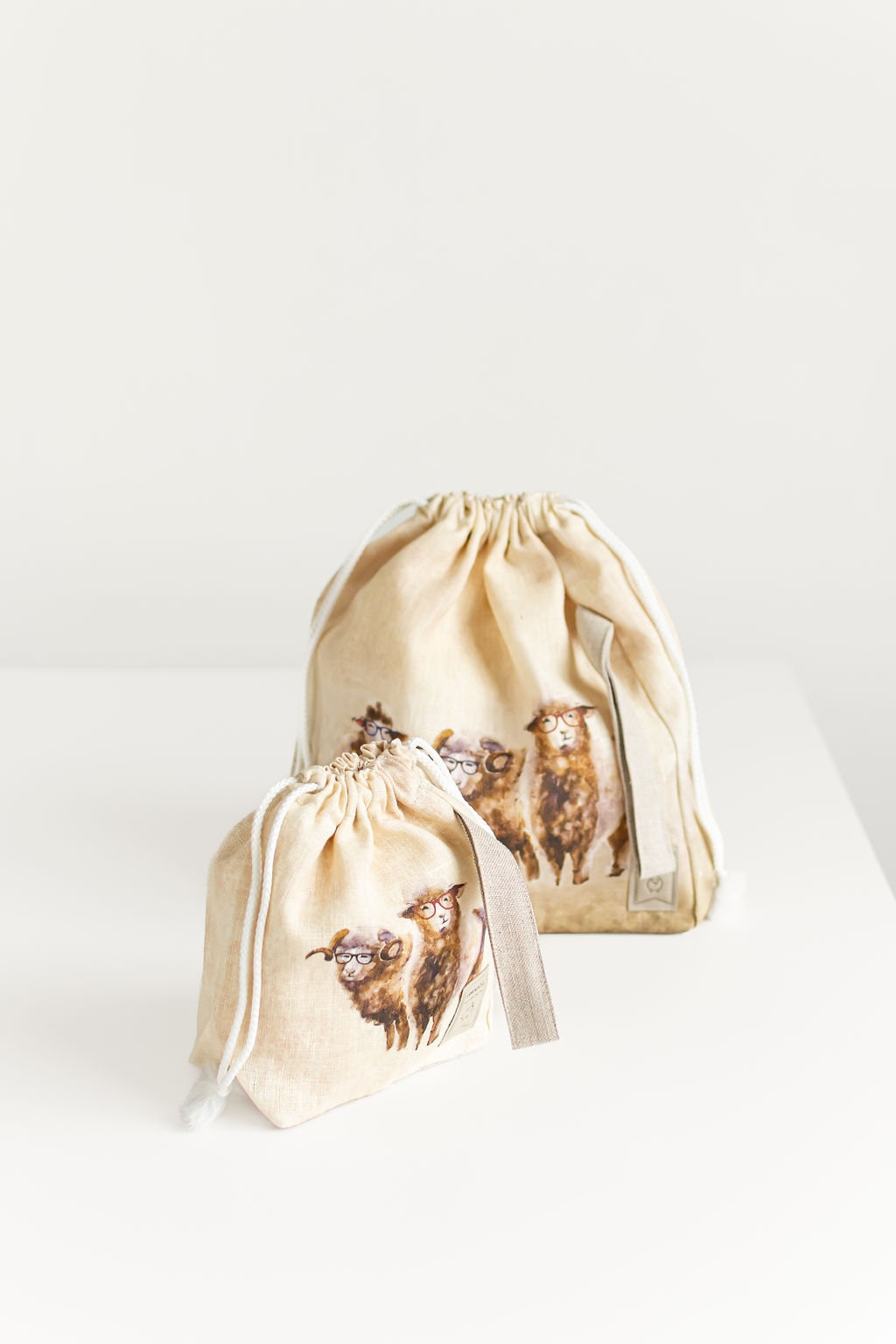 Sheep print Project Bag. Size Small. Special KnitterBag design.