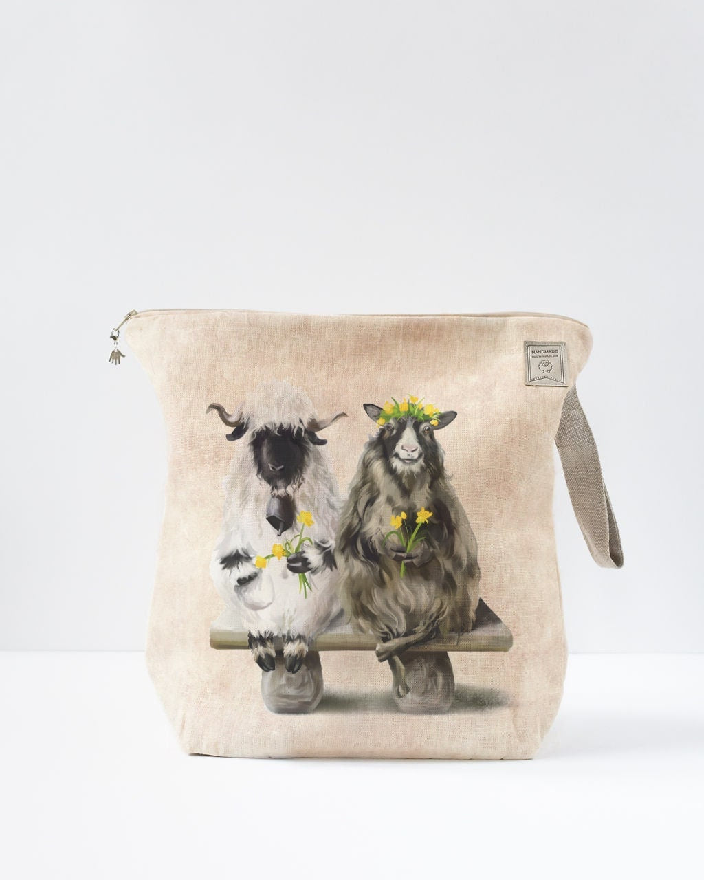 Sheep project bag. Work in progress Project Bag with zipper. Yarn organizer