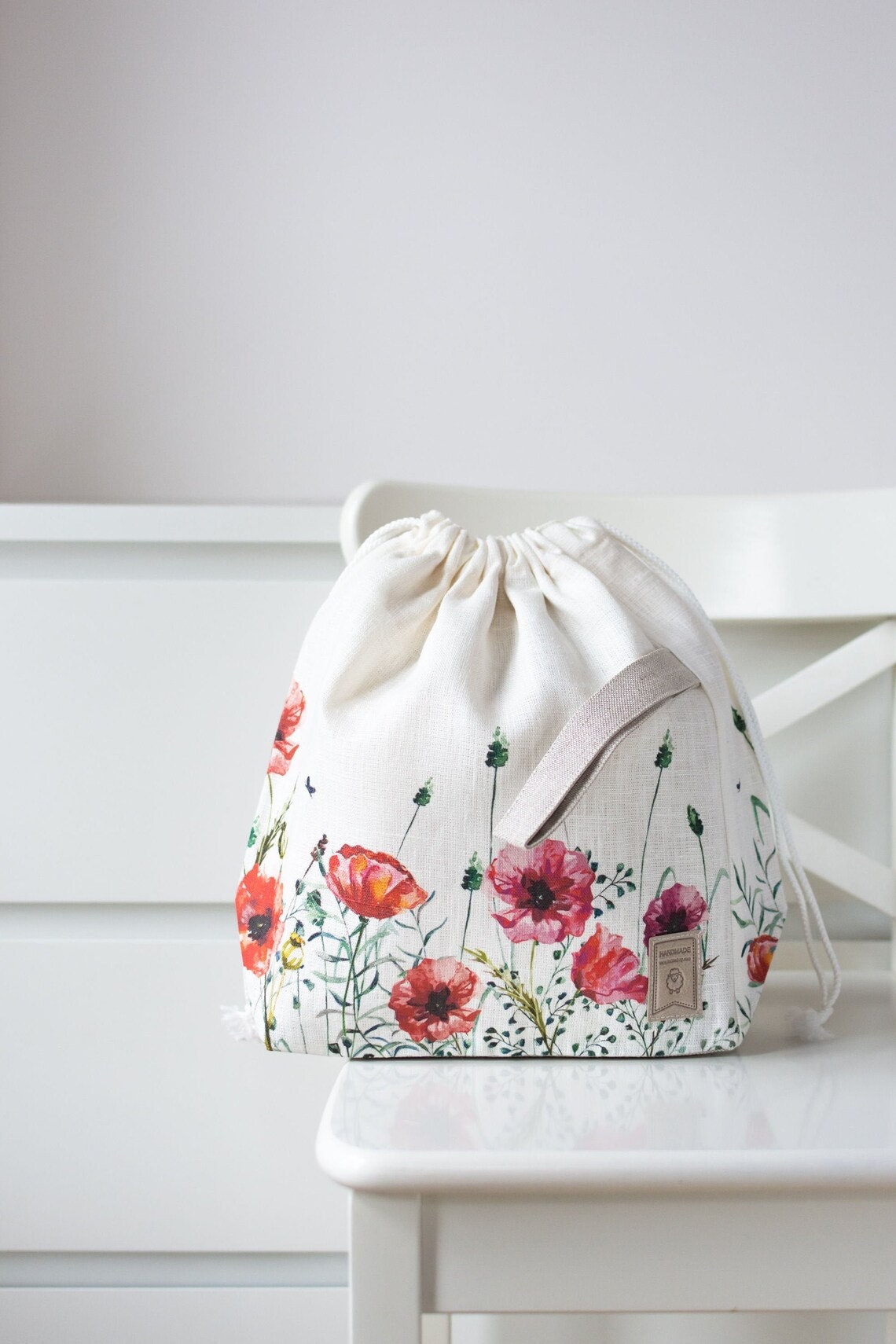 Project Bag. Small. Special KnitterBag design. Summer Flowers collection. Lavender pattern