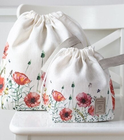 Project Bag. Small. Special KnitterBag design. Summer Flowers collection. Lavender pattern