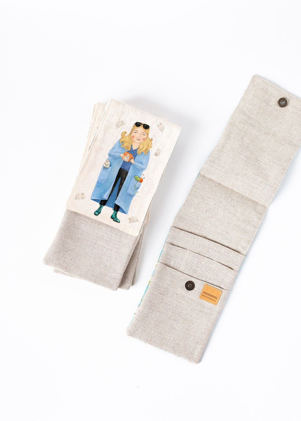 Knitting needle organizer case. Size: 4" x 9,2" (or 4" x 11"). Needles, Crochets and Hooks Case.