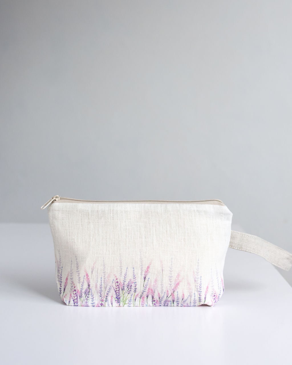 Lavender print wristlet pouch