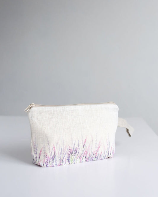 Lavender print wristlet pouch