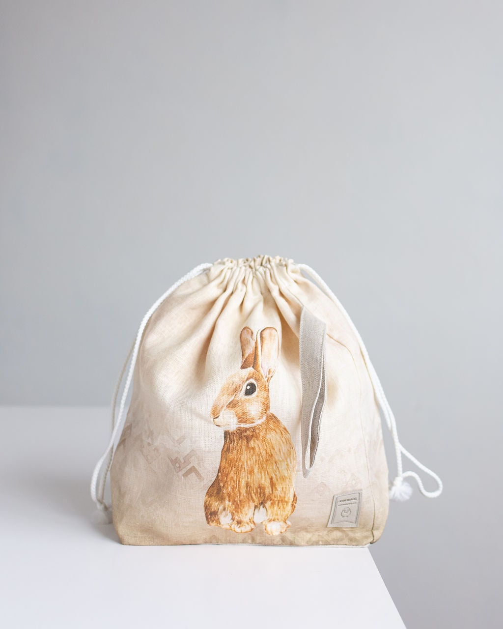 Project Bag with Knitter with Bunny print