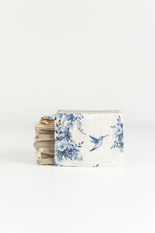 Toile de Jouy small zip purse, small coin purse, sewing notions pouch, knitting pouch