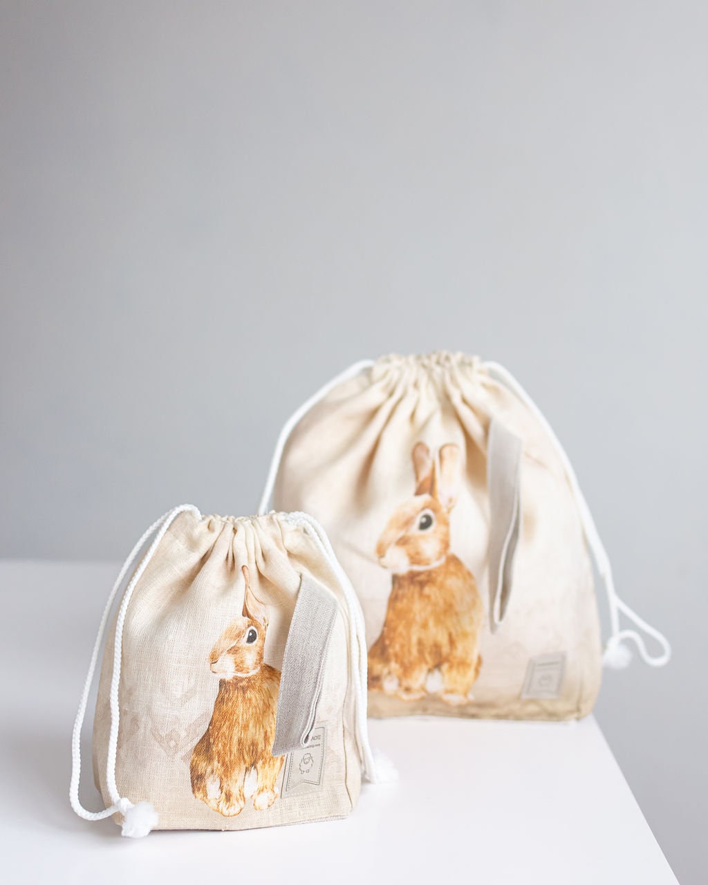 Project Bag with Knitter with Bunny print