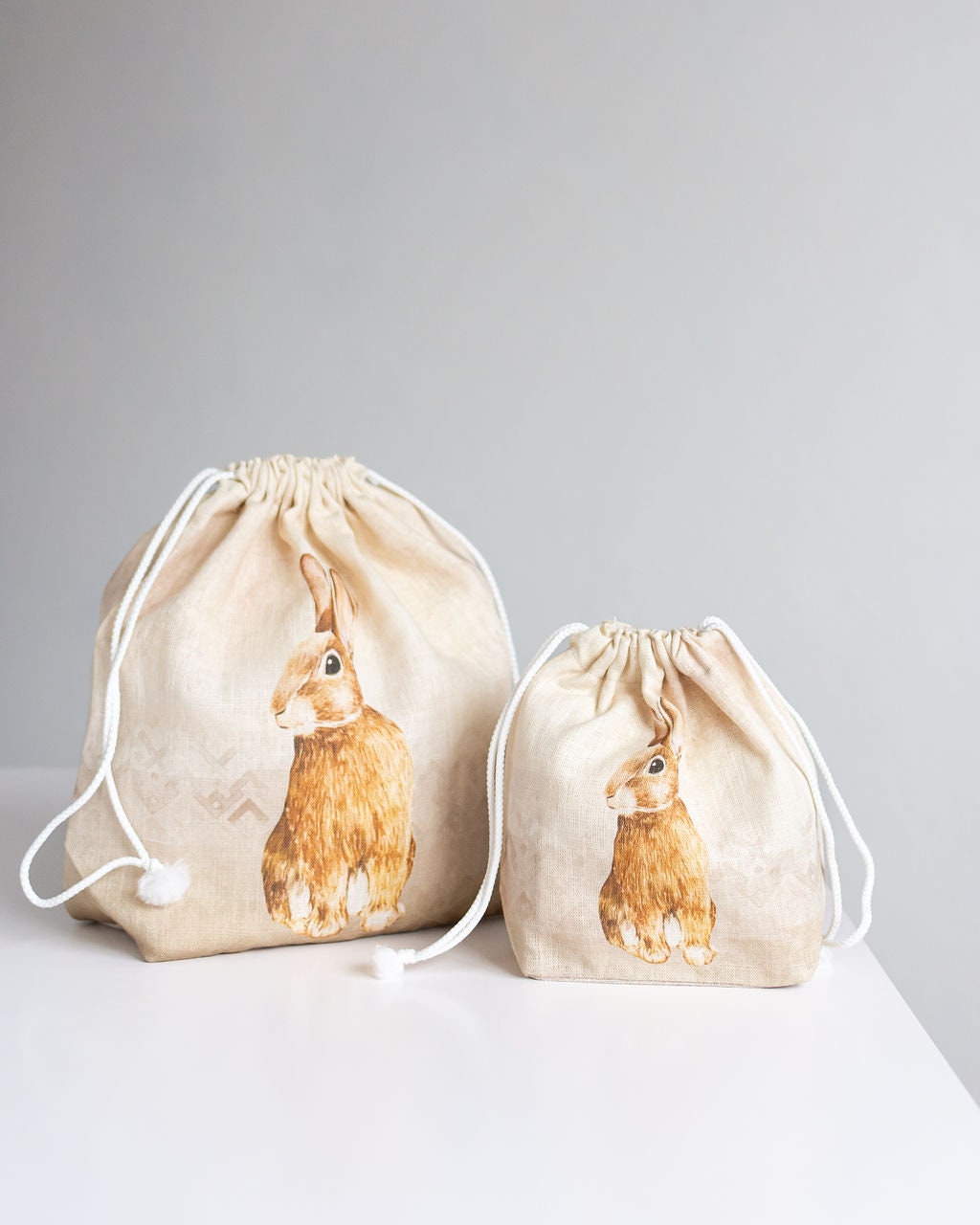 Project Bag with Knitter with Bunny print