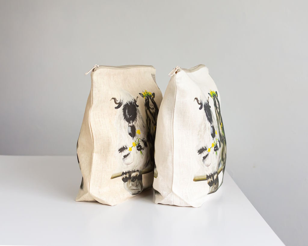 Sheep project bag. Work in progress Project Bag with zipper. Yarn organizer