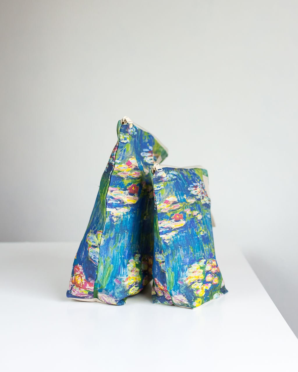 Project bag. Work in progress Project Bag with zipper. Yarn organizer. Water lilies Claude Monet inspired Project Bag