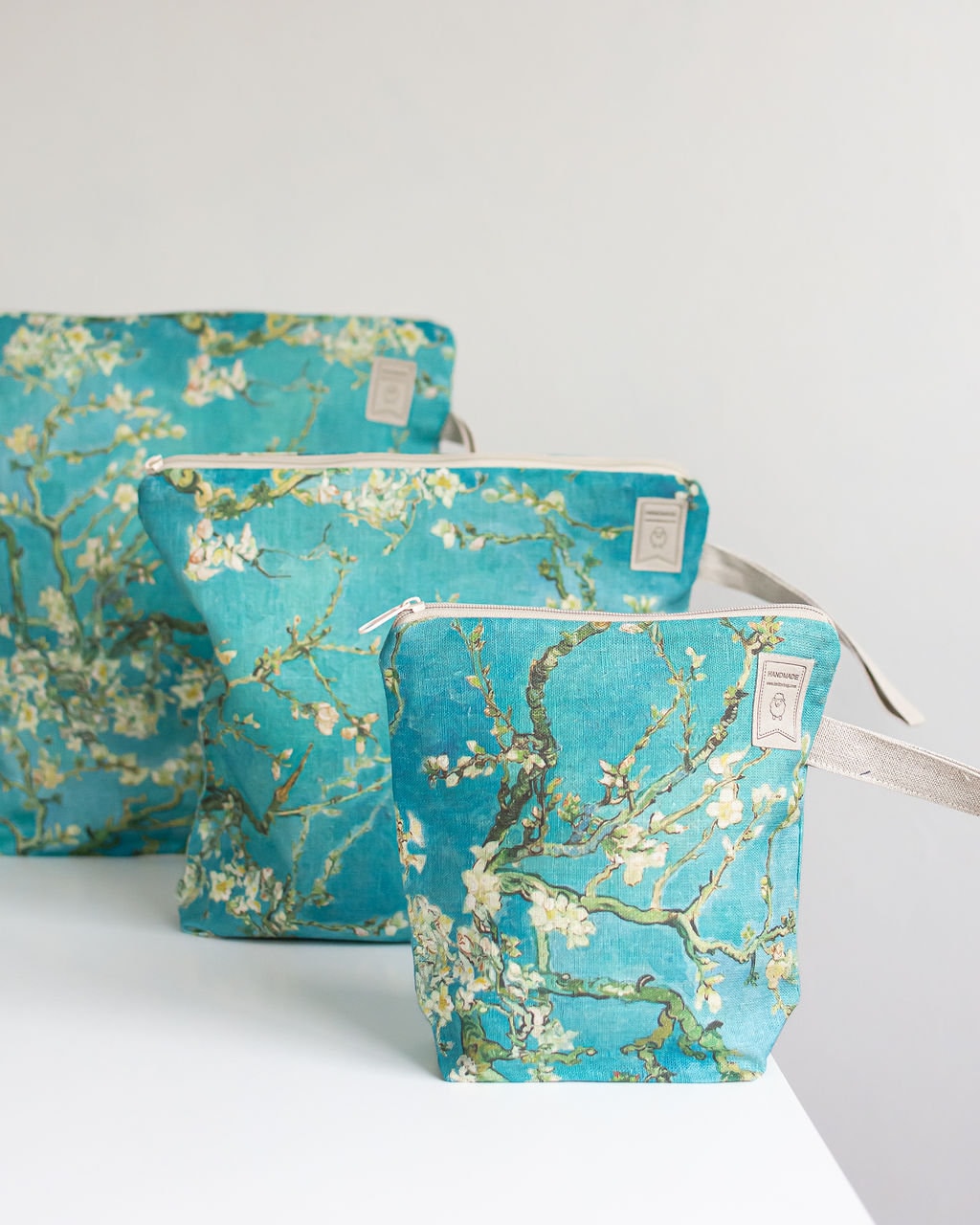 Almond Blossom by Vincent van Gogh Work in progress Project Bag with zipper. Small, Medium or Large Project bag.