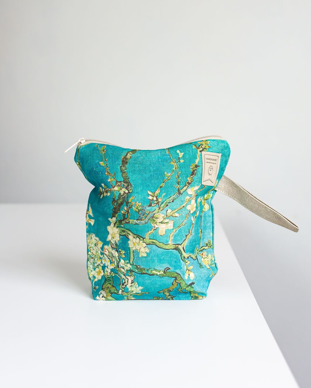 Almond Blossom by Vincent van Gogh Work in progress Project Bag with zipper. Small, Medium or Large Project bag.