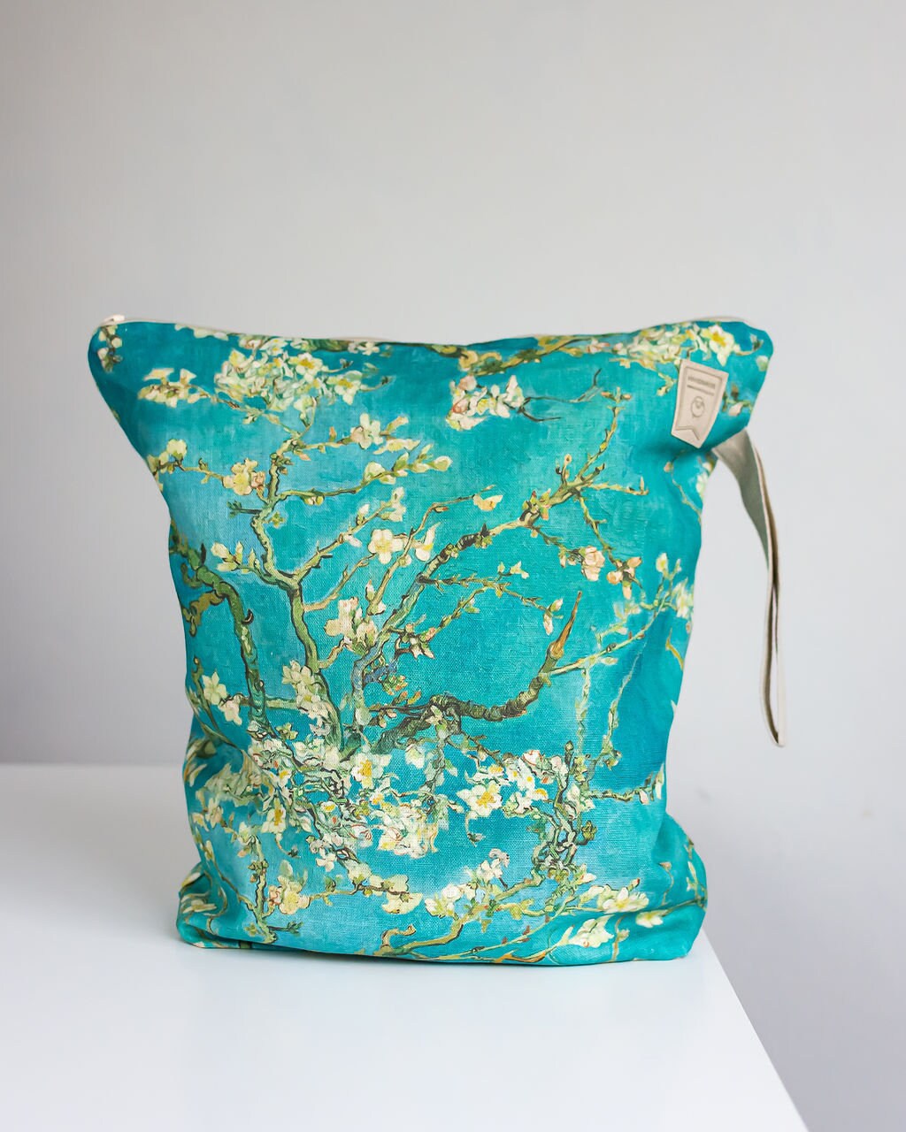 Almond Blossom by Vincent van Gogh Work in progress Project Bag with zipper. Small, Medium or Large Project bag.