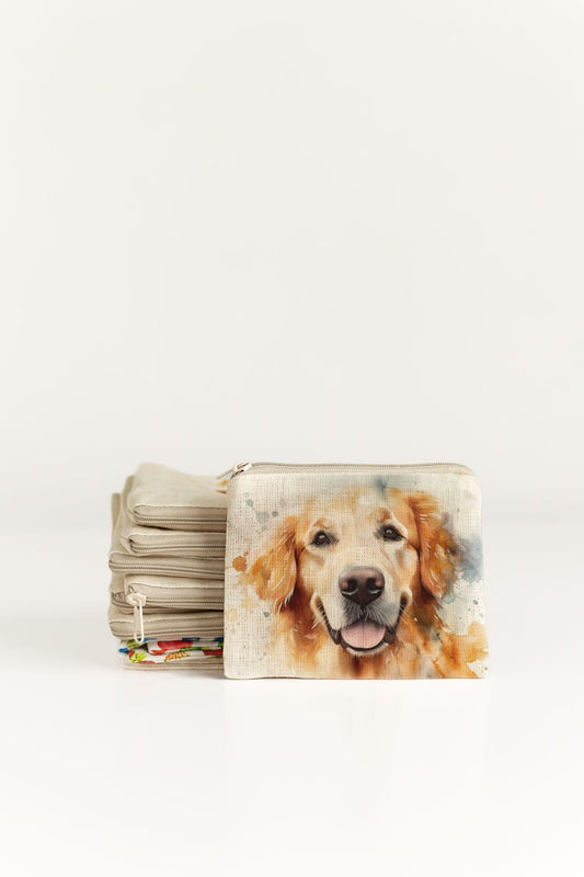 Small zip purse with Golden Retriever print
