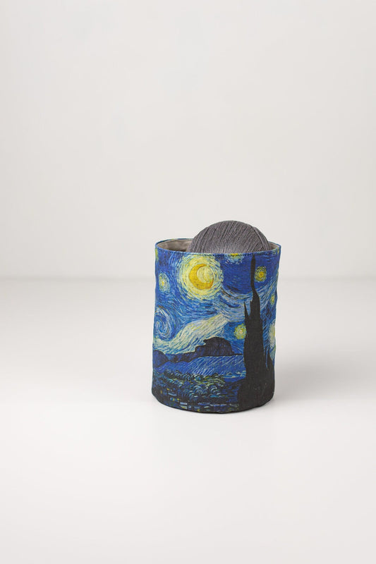 Van Gogh Starry Night linen fabric basket, housewarming gift, farmhouse decor, Linen Storage burlap basket.