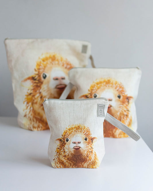 Project Bag with zipper and Sheep print.