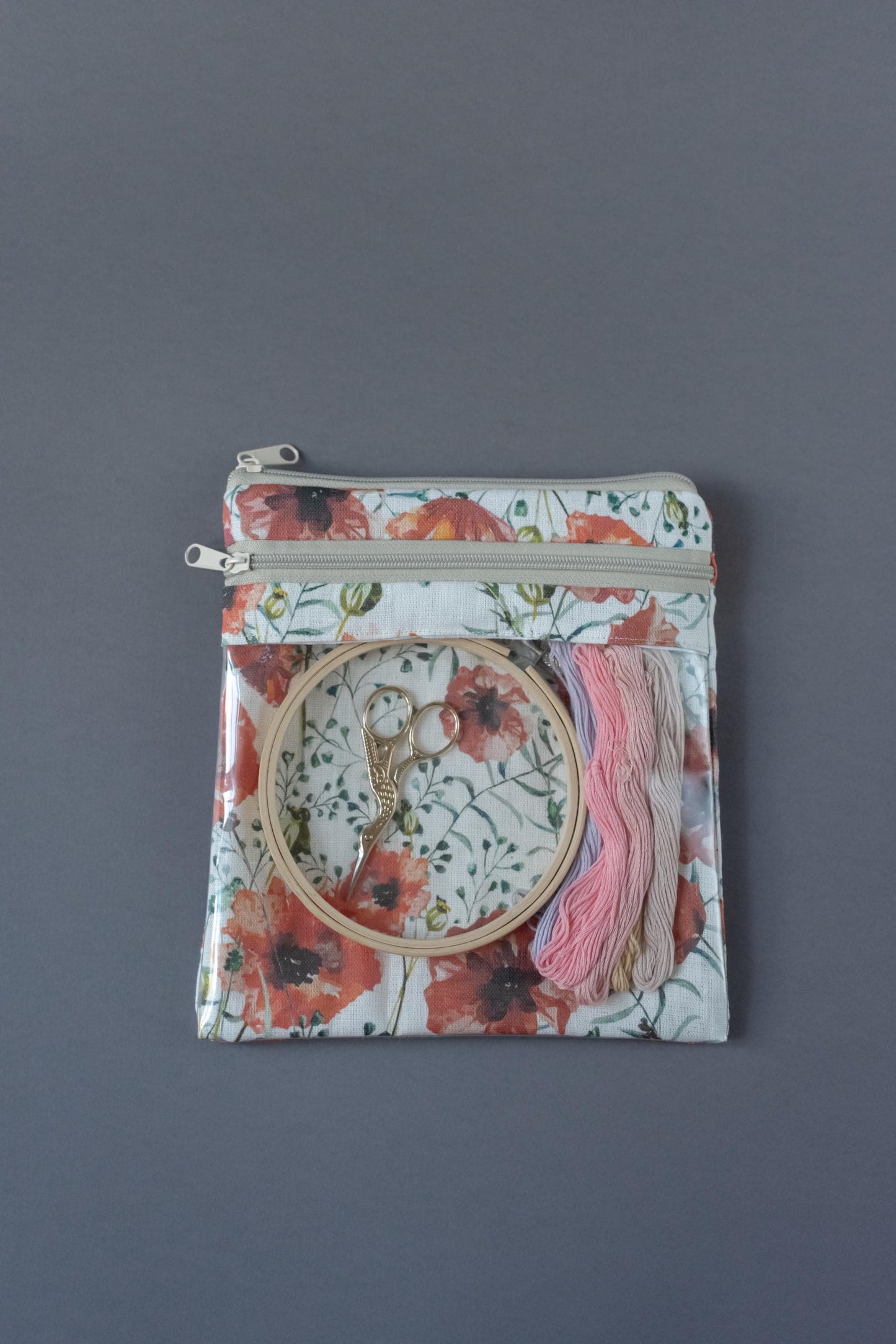 Project bag for Embroidery projects. Stitch Project Case Storage Travel Hand Sewing Projects. Sizes 13x11 or 8x9inches