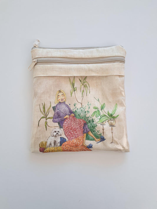 Stitch Project Case. Project bag for Embroidery projects.  Storage Travel Hand Sewing Projects. Holder 13x11 Clear Front