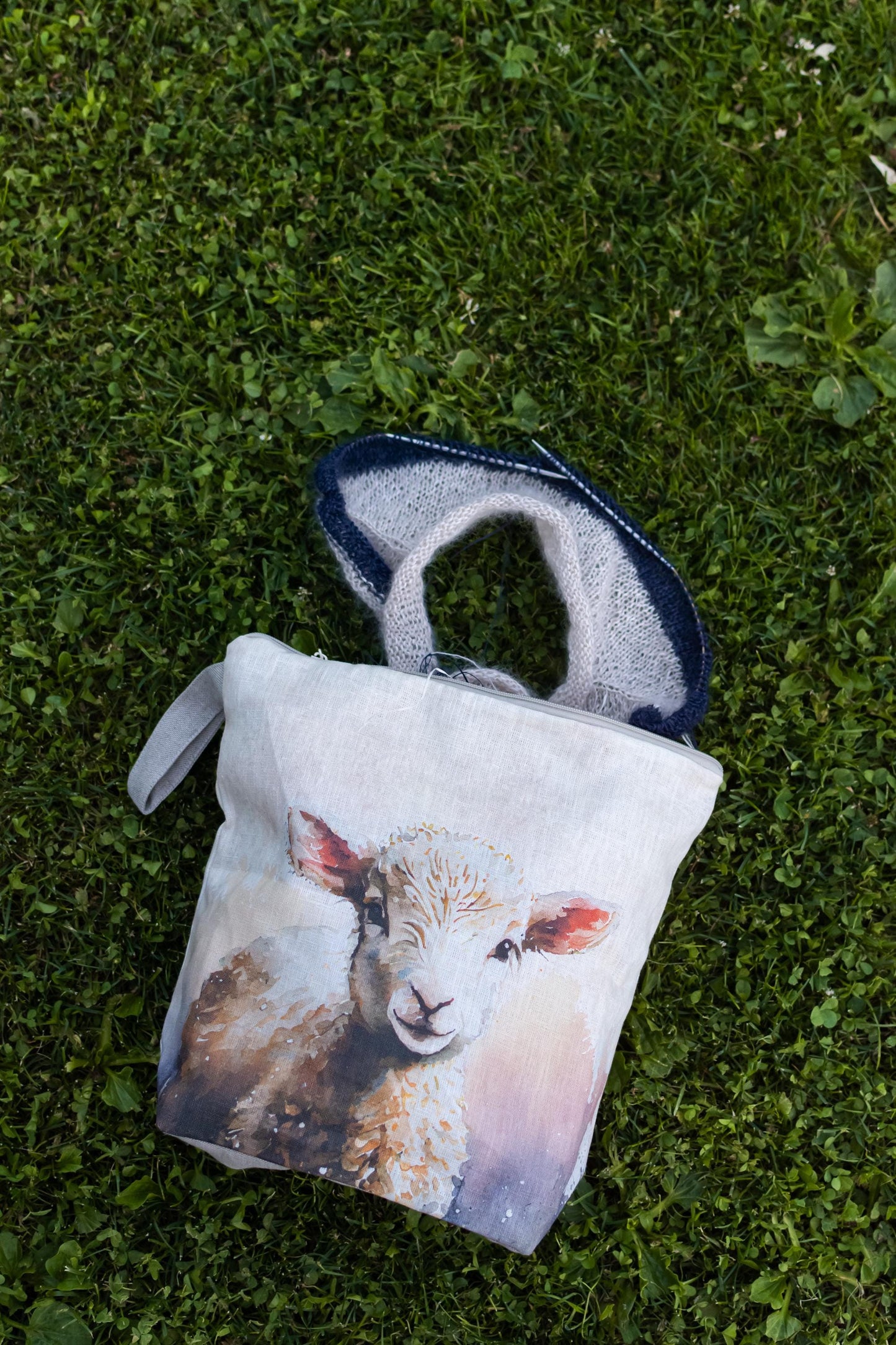 Sheep Project Bag with zipper