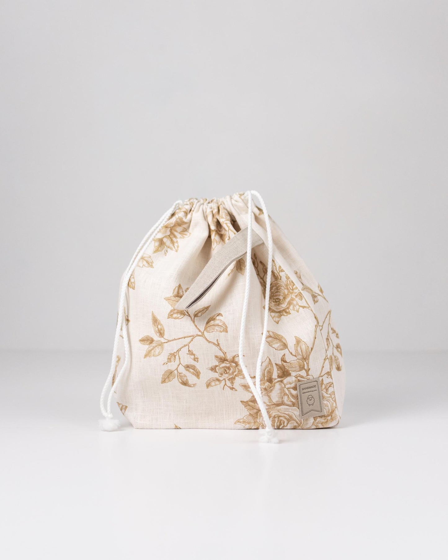 Project bags. Set of 2 Knitter Project Bags. Large and Small. Summer Flowers collection. Brown Roses pattern. Toile de jouy print.