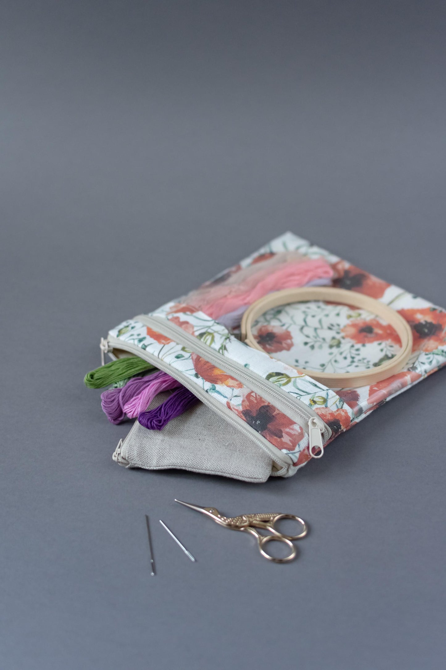 Project bag for Embroidery projects. Stitch Project Case Storage Travel Hand Sewing Projects. Sizes 13x11 or 8x9inches