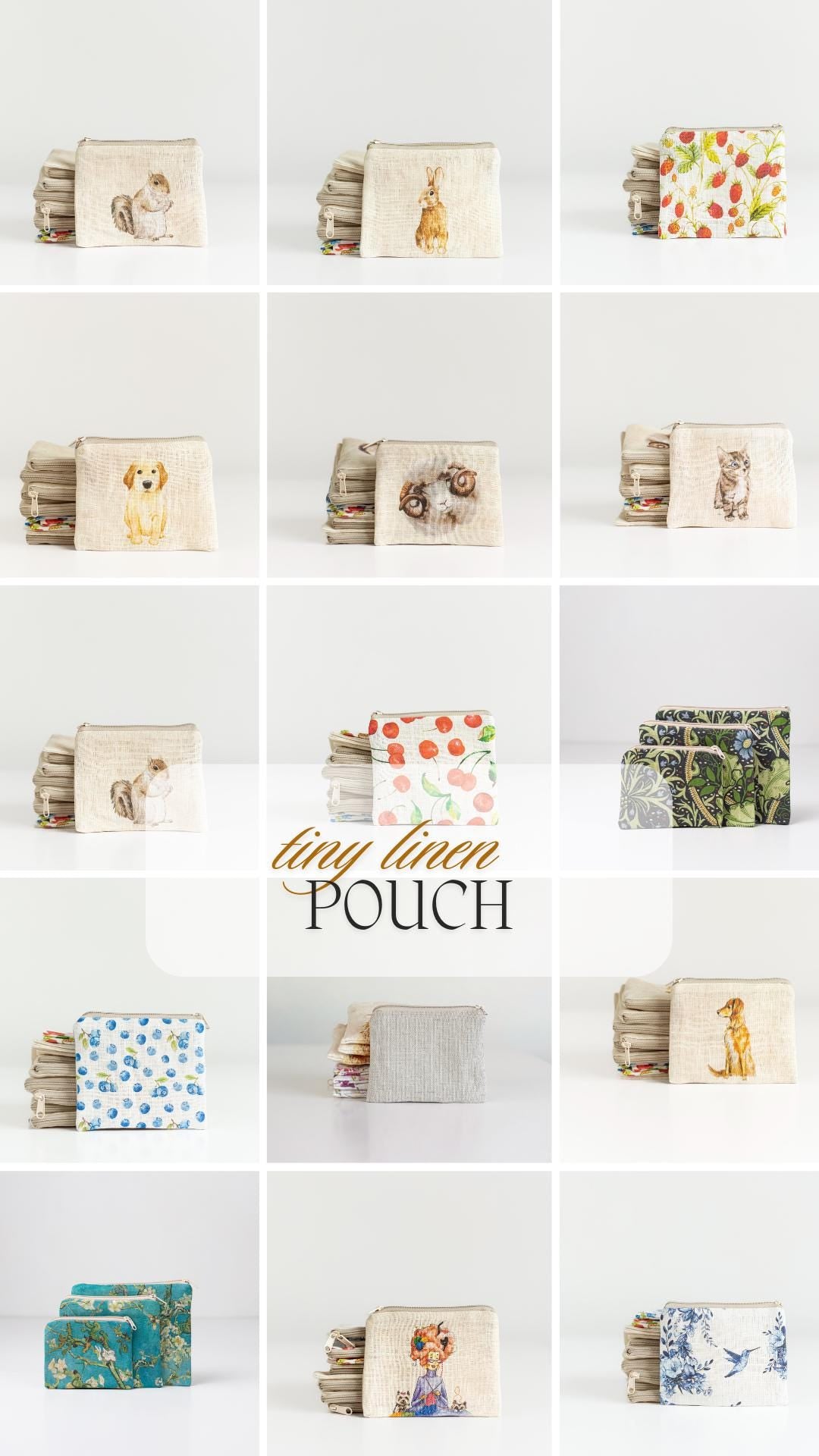 Small zip purse with Old Lady who is crochet print